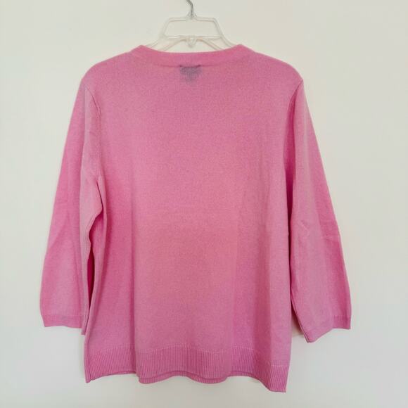 Talbots Womens Cashmere Bubblegum Pink Classic Crewneck Pullover Sweater L or XL - Picture 5 of 9